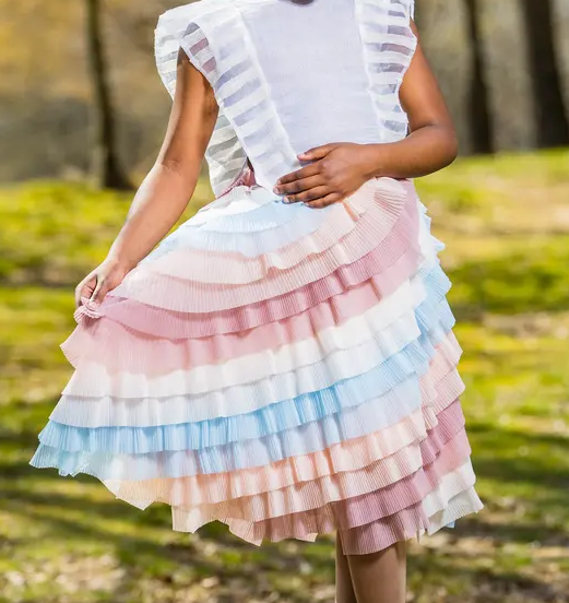 Girls' Layered Ruffle Skirt – Stylish and comfortable party wear with tiered ruffles for a chic look | Yotty Boutik