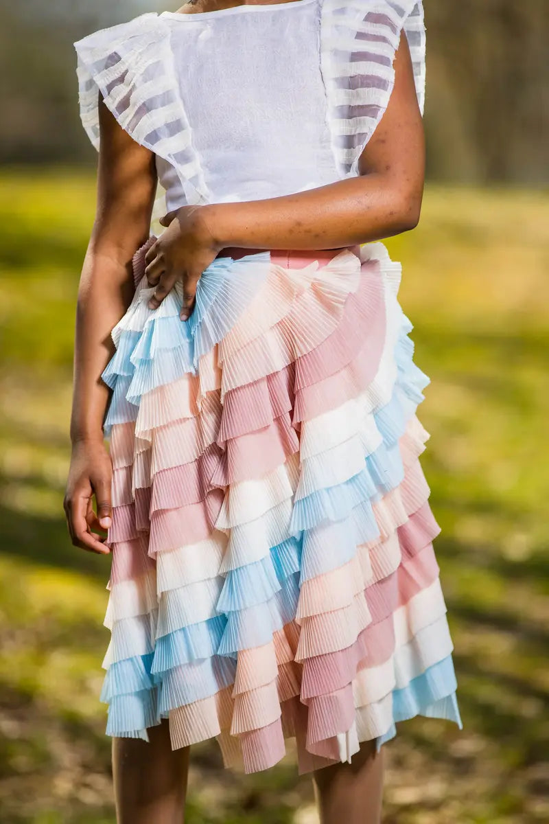 Girls Layered Ruffle Skirt | Long, Midi, Knee-Length - Yotty Boutik