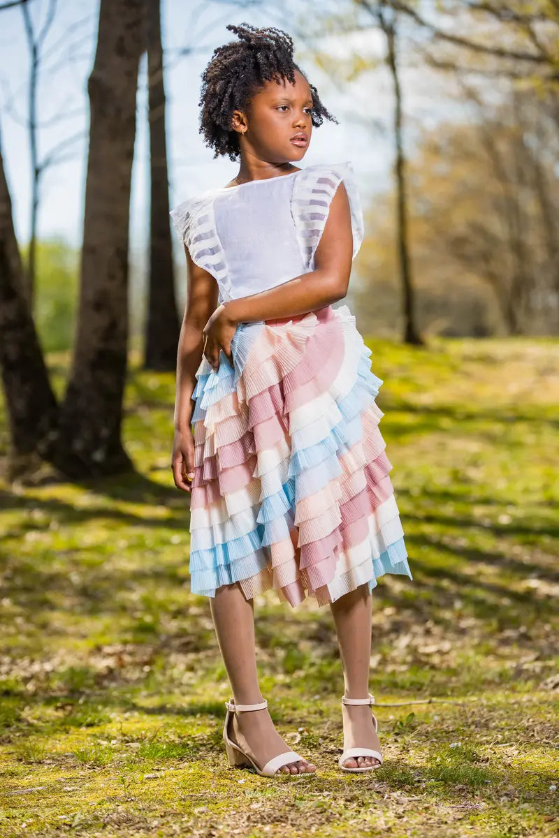 Girls Layered Ruffle Skirt | Long, Midi, Knee-Length - Yotty Boutik