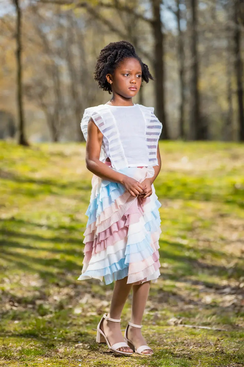 Girls Layered Ruffle Skirt | Long, Midi, Knee-Length - Yotty Boutik