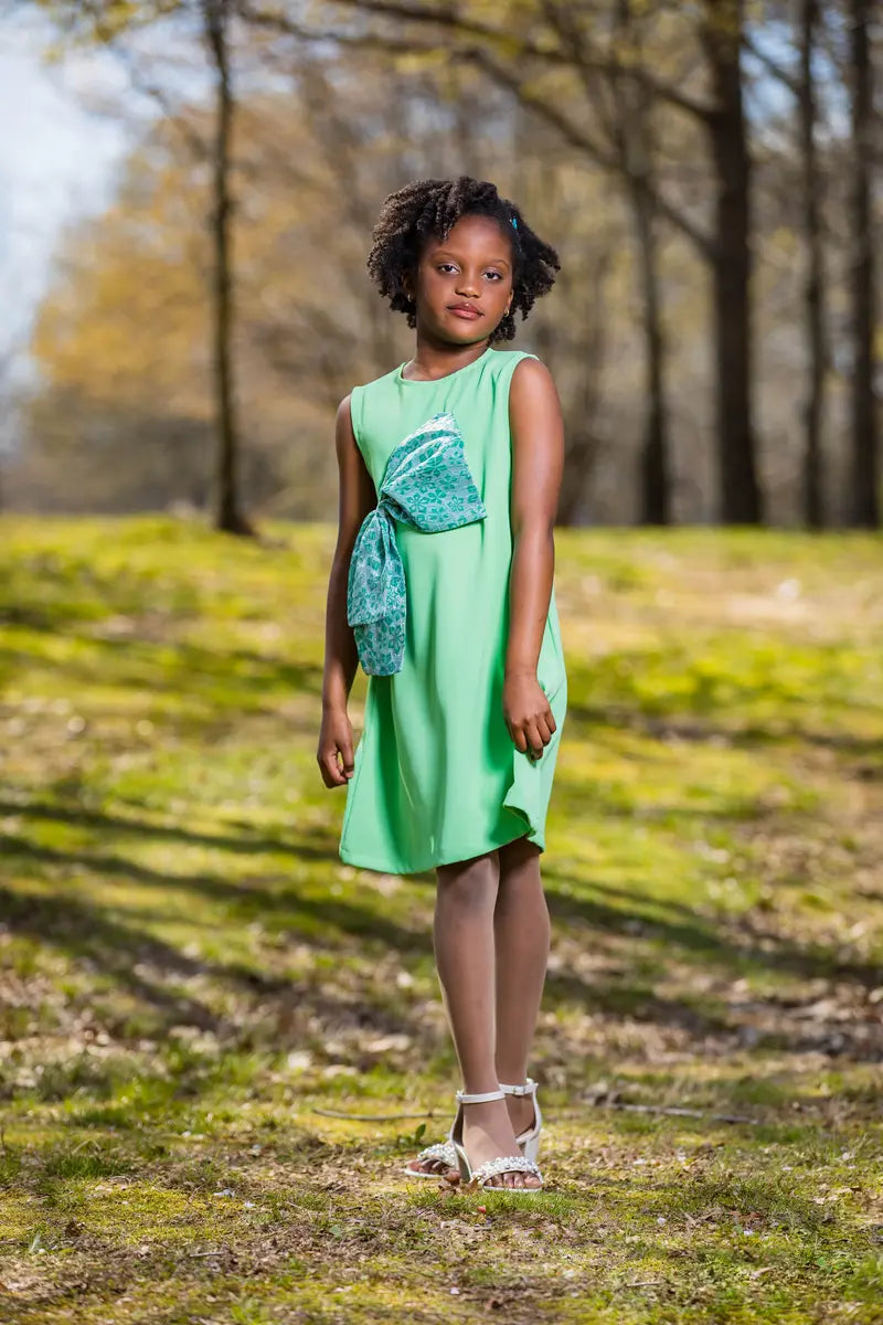 Kids Olive Green Party Dress | Soft, Twirly, & Eye-Catching – Yotty Boutik