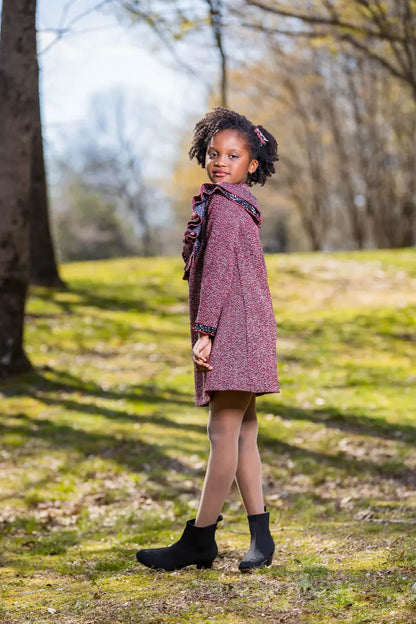 Girls' Tweed Dress with Bow | Classic & Cozy - Yotty Boutik