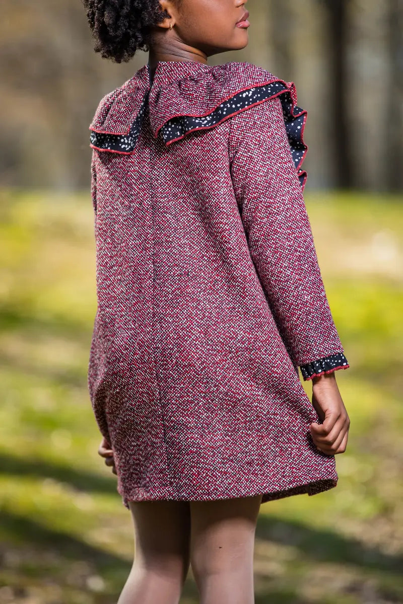 Girls' Tweed Dress with Bow | Classic & Cozy - Yotty Boutik