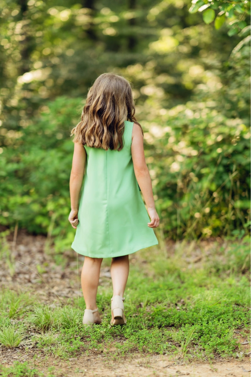 Olive Green Girls Dress with Bow | Birthday Party Outfit - Yotty Boutik