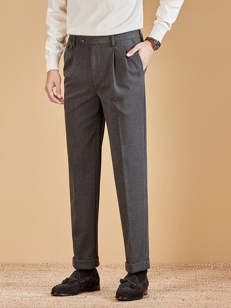 Mens Wool Suit Pants Thickened Straight-Leg Business-Casual Trousers Mens Wool Suit Pants Thickened Straight-Leg Business-Casual Trousers