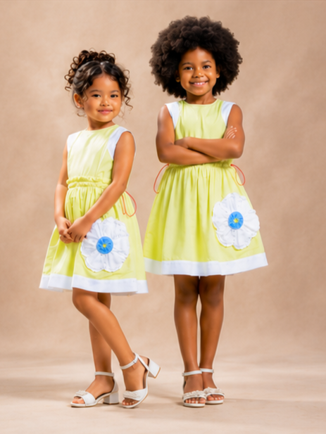 Elegant Lime Floral Flower Girl Dress - Yotty Boutik