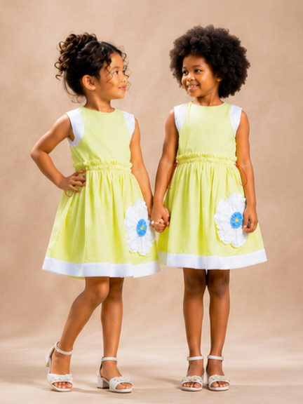 Elegant Lime Floral Flower Girl Dress - Yotty Boutik