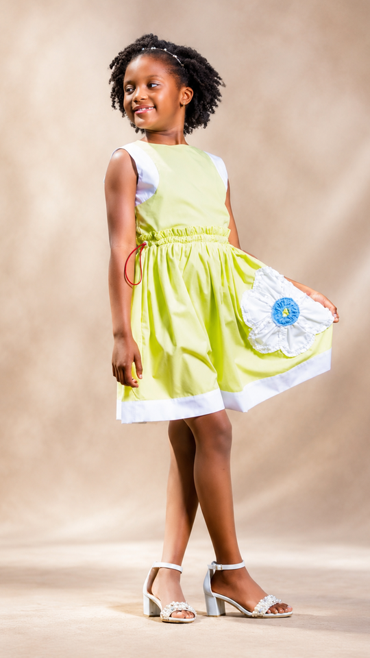 Elegant Lime Floral Flower Girl Dress - Yotty Boutik