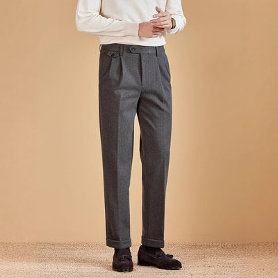 wool dress pants for men Mens Wool Suit Pants Thickened Straight-Leg Business-Casual Trousers Gray / 33