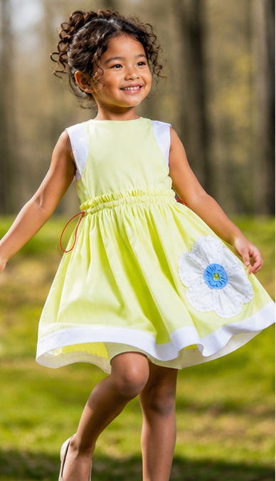 Elegant Lime Floral Flower Girl Dress - Yotty Boutik